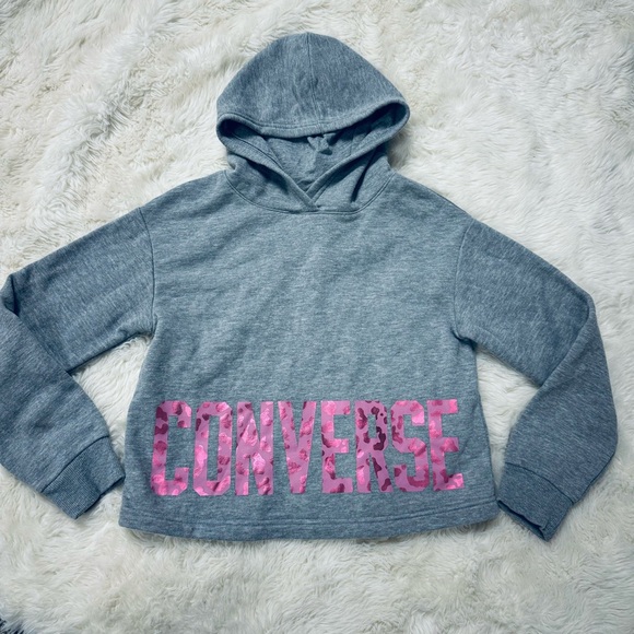 Converse Youth Girls Hoodie With Foil Pink Leopard Lettering - Picture 2 of 6